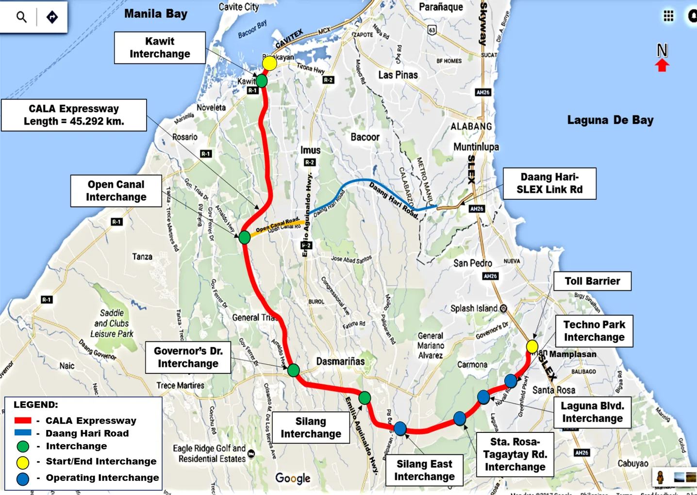 CALAX map, DPWH